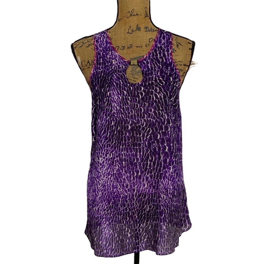Cynthia Steffe 6 NWT Top Long Tank Blouse Grape Purple Black Magenta Cute Buckle